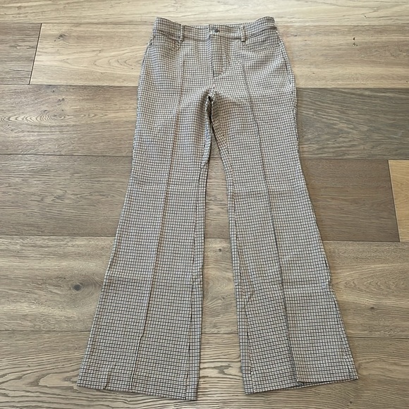 Loft Five Pocket Flare Pants in Plaid Bi-Stretch Size 6 NWT - Picture 2 of 12